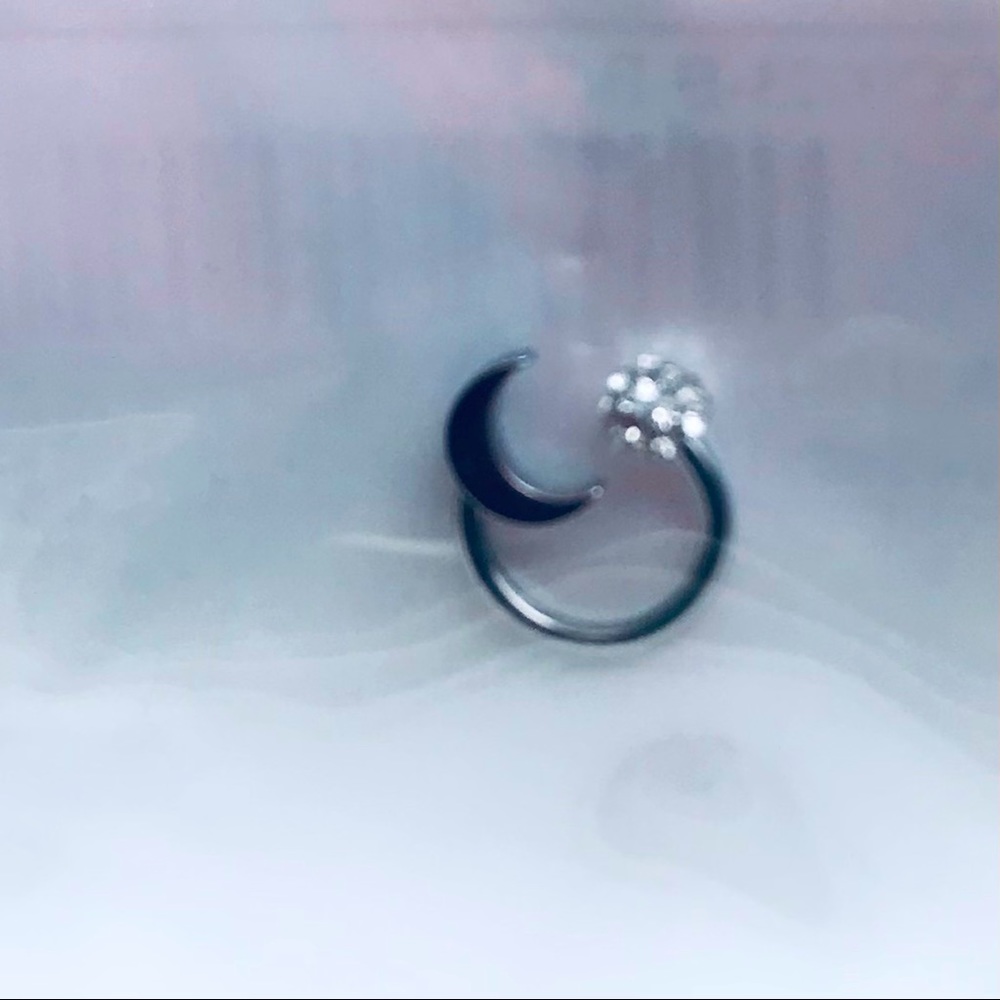 Adorable Sterling moon nose ring